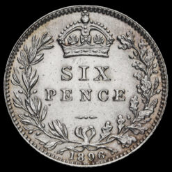 1896 Queen Victoria Veiled Head Silver Sixpence Reverse