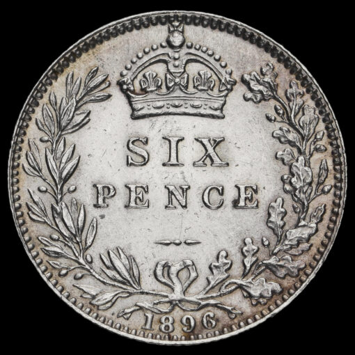 1896 Queen Victoria Veiled Head Silver Sixpence Reverse