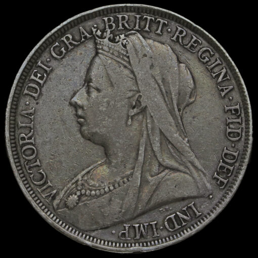 1897 Queen Victoria Veiled Head Silver LXI Crown Obverse