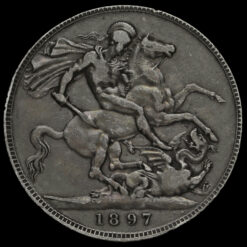 1897 Queen Victoria Veiled Head Silver LXI Crown Reverse