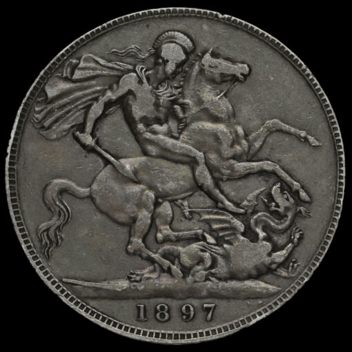1897 Queen Victoria Veiled Head Silver LXI Crown Reverse