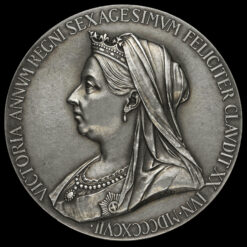 1897 Queen Victoria Official Diamond Jubilee Large Silver Medal Obverse