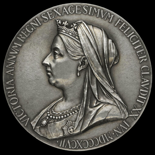 1897 Queen Victoria Official Diamond Jubilee Large Silver Medal Obverse
