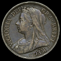 1899 Queen Victoria Veiled Head Silver Half Crown Obverse