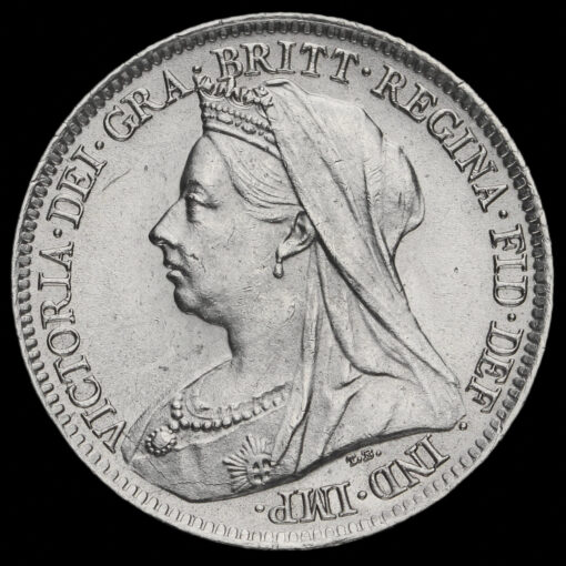 1901 Queen Victoria Veiled Head Silver Sixpence Obverse
