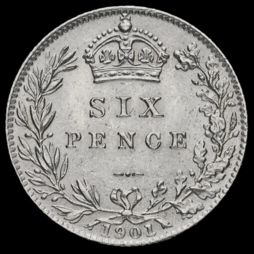 1901 Queen Victoria Veiled Head Silver Sixpence Reverse