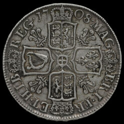 1708 Queen Anne Early Milled Silver Half Crown Reverse