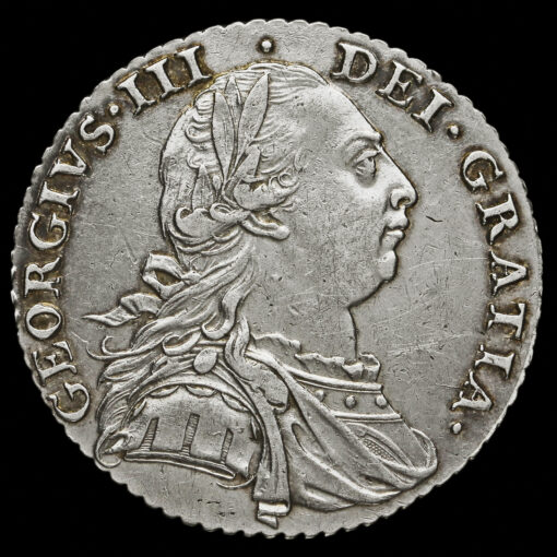 1787 George III Early Milled Silver Shilling Obverse