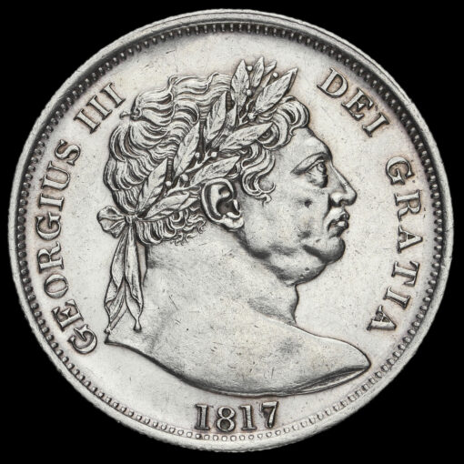 1817 George III Milled Silver 'Bull Head' Half Crown Obverse