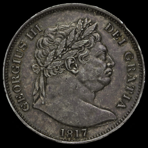 1817 George III Milled Silver 'Bull Head' Half Crown Obverse