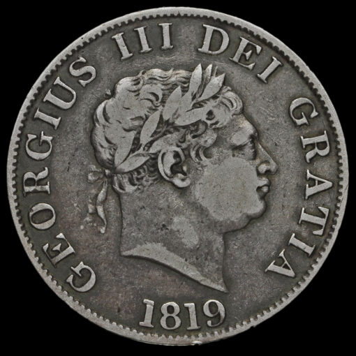 1819 George III Milled Silver Half Crown Obverse