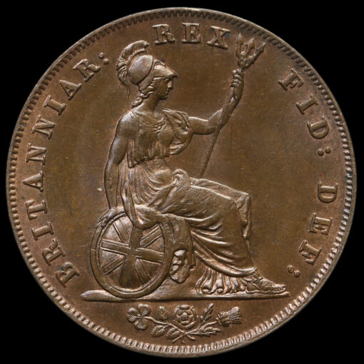 1827 George IV Milled Copper Halfpenny Reverse