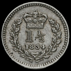 1834 William IV Milled Silver Three-Halfpence Reverse
