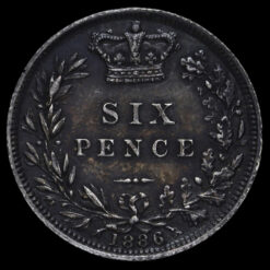 1886 Queen Victoria Young Head Silver Sixpence Reverse