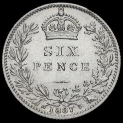 1887 Queen Victoria Jubilee Head Silver Wreath Sixpence Reverse