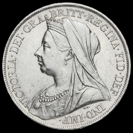 1899 Queen Victoria Veiled Head Silver LXII Crown Obverse