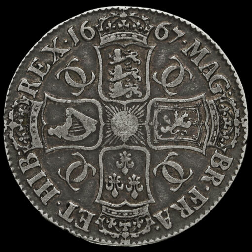 1667 Charles II Early Milled Silver Crown Reverse