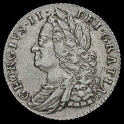 1747 George II Early Milled Silver Shilling Obverse
