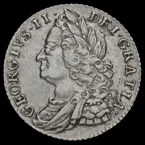 1747 George II Early Milled Silver Shilling Obverse