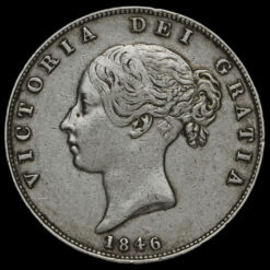 1846 Queen Victoria Young Head Silver Half Crown Obverse