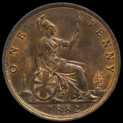 1882 H Queen Victoria Bun Head Penny Reverse