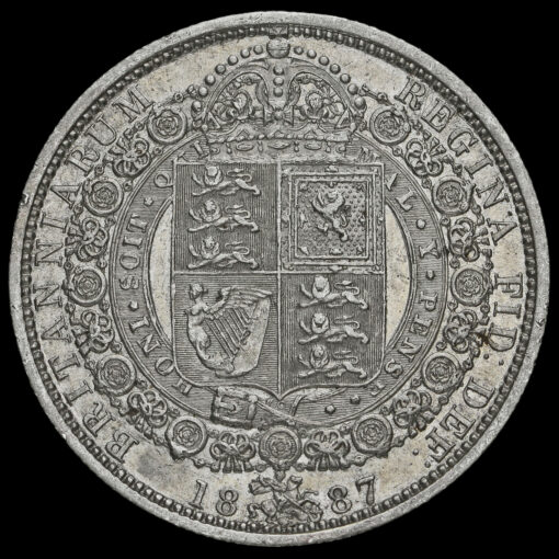 1887 Queen Victoria Jubilee Head Silver Half Crown Reverse