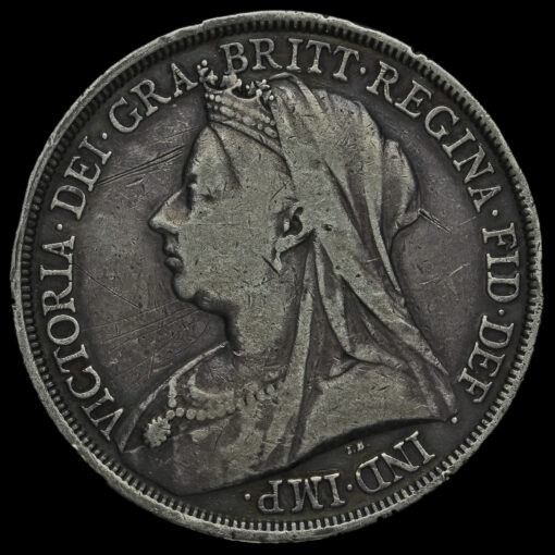 1893 Queen Victoria Veiled Head Silver LVI Crown Obverse