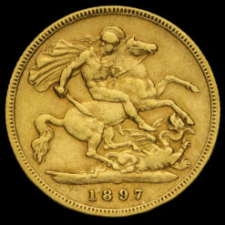 1897 Queen Victoria Veiled Head Gold Half Sovereign Reverse