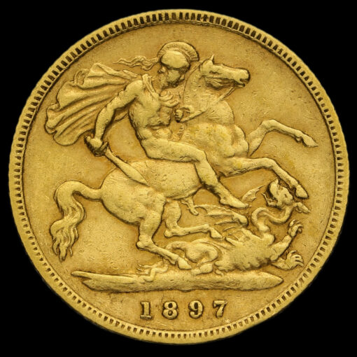 1897 Queen Victoria Veiled Head Gold Half Sovereign Reverse