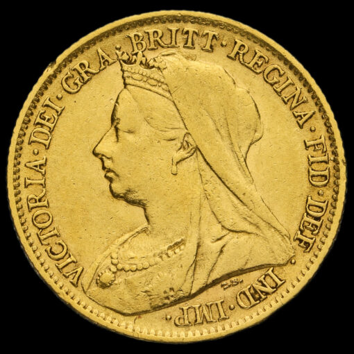 1899 Queen Victoria Veiled Head Gold Half Sovereign Obverse