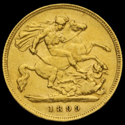 1899 Queen Victoria Veiled Head Gold Half Sovereign Reverse