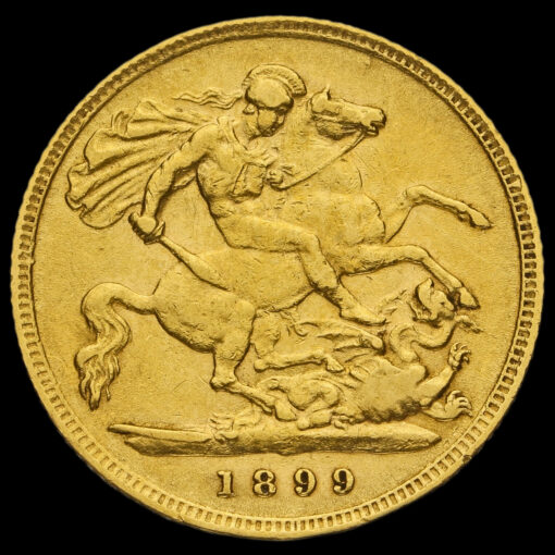 1899 Queen Victoria Veiled Head Gold Half Sovereign Reverse