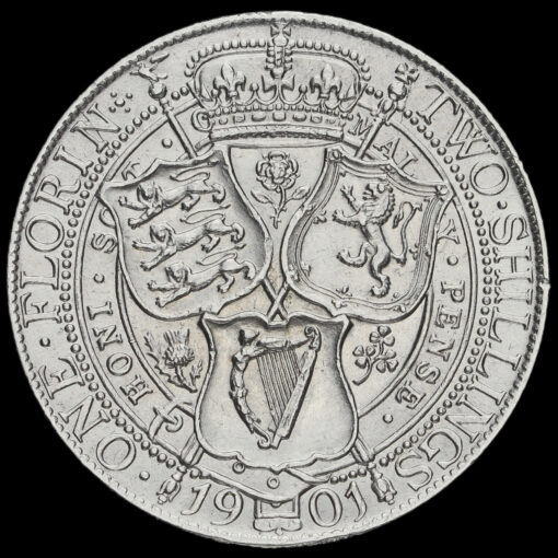 1901 Queen Victoria Veiled Head Silver Florin Reverse
