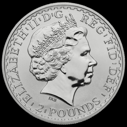 1998 Elizabeth II £2 Britannia 1 Ounce Silver Coin Obverse