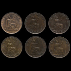6 x Queen Victoria Bun Head Farthings Reverses