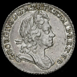 1723 George I Early Milled Silver SSC Sixpence Obverse