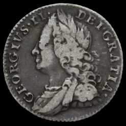 1757 George II Early Milled Silver Sixpence Obverse