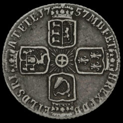1757 George II Early Milled Silver Sixpence Reverse