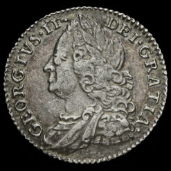 1758 George II Early Milled Silver Sixpence Obverse