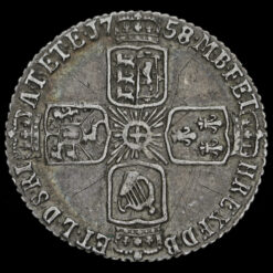1758 George II Early Milled Silver Sixpence Reverse