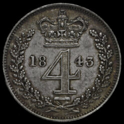 1843 Queen Victoria Young Head Silver Maundy Fourpence Reverse