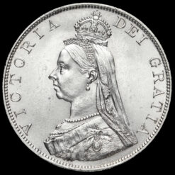 1887 Queen Victoria Jubilee Head Silver Double Florin, Roman One Obverse