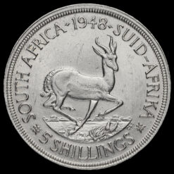 South Africa 1948 Silver 5 Shillings Coin Reverse