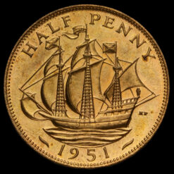 1951 George VI Bronze Proof Halfpenny Reverse