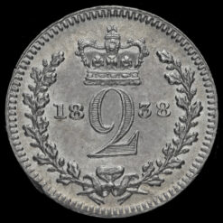 1838 Queen Victoria Young Head Silver Maundy Twopence Reverse