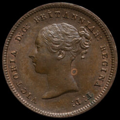 1844 Queen Victoria Young Head Half Farthing Obverse