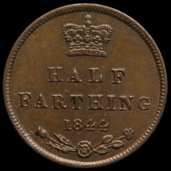 1844 Queen Victoria Young Head Half Farthing Reverse