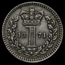 1871 Queen Victoria Young Head Silver Maundy Penny Reverse