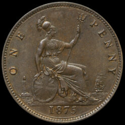 1875 Queen Victoria Bun Head Penny Reverse