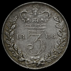 1886 Queen Victoria Young Head Silver Threepence Reverse